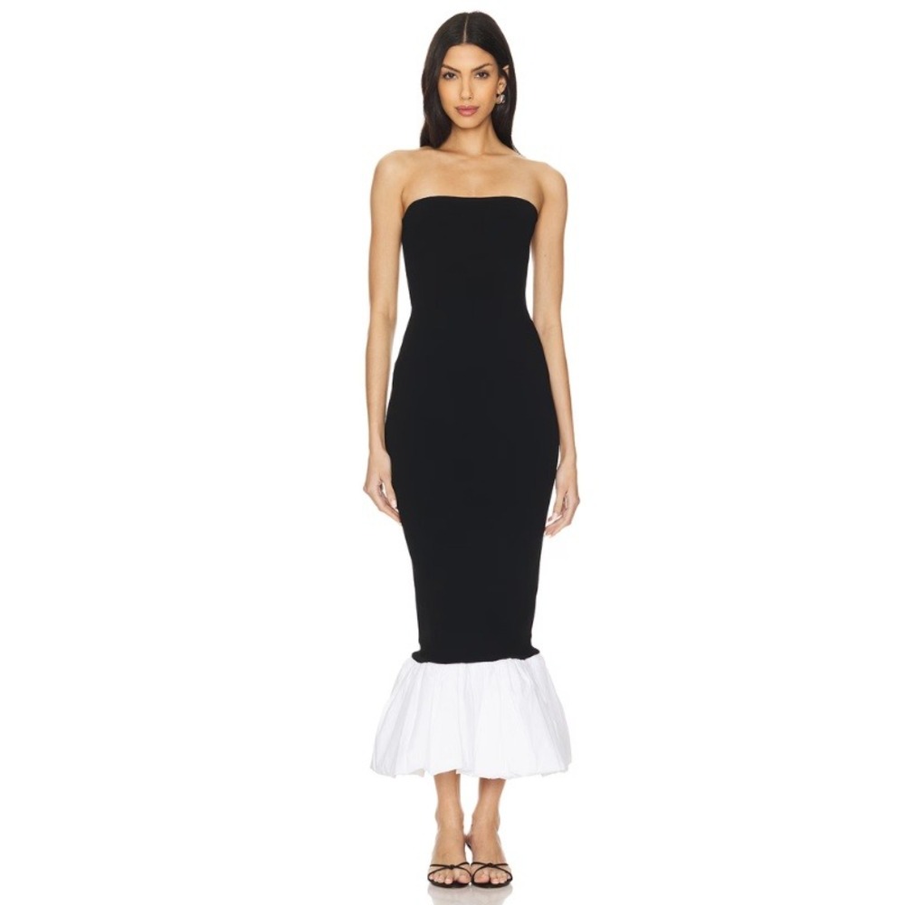 Ronny Kobo Uttara Dress Black Strapless Knit Midi Size Small